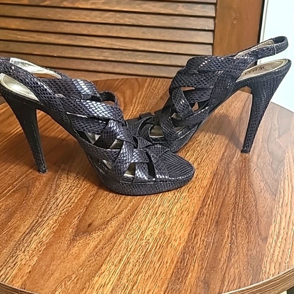 White House Black Market Strappy Black Heels-Sandals, Size 7 Shoes